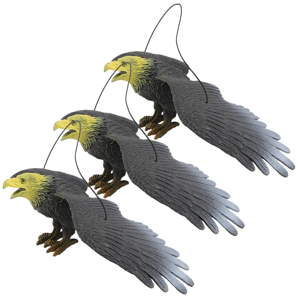 3 Pcs Hanging Tree Outdoor Toys Eagle Frighten Birds Yard Ornament Decoys Props Scare The Garden Fake