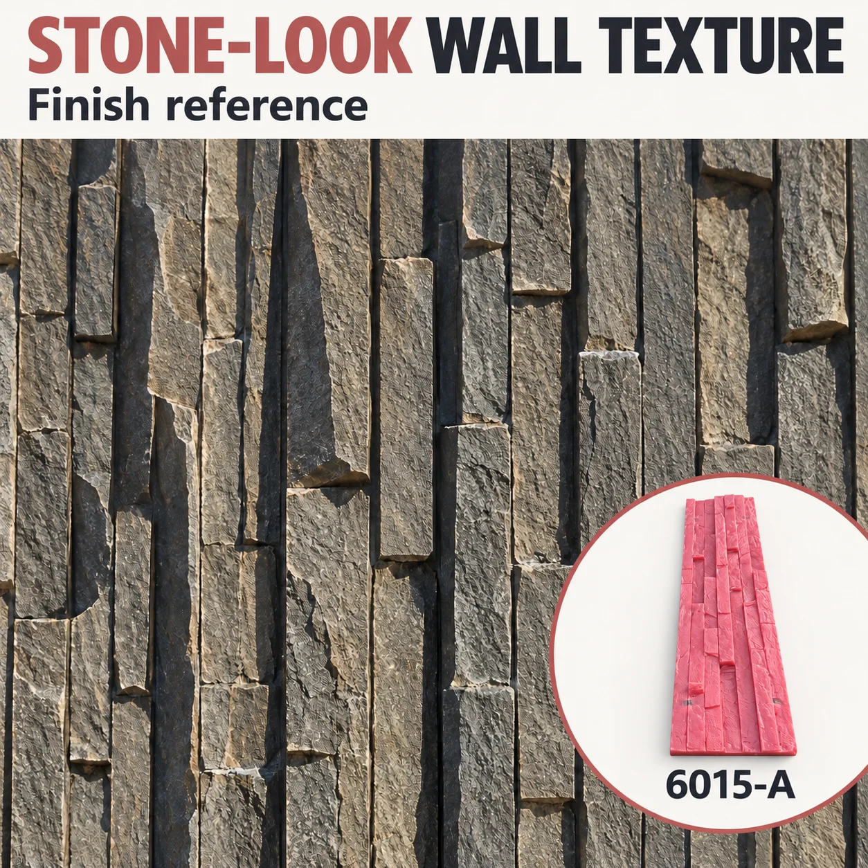 60×15cm Concrete Molds Stone Strip Wall Texture Stamp, Reusable Plastic Imprint Mold for Wall Decor