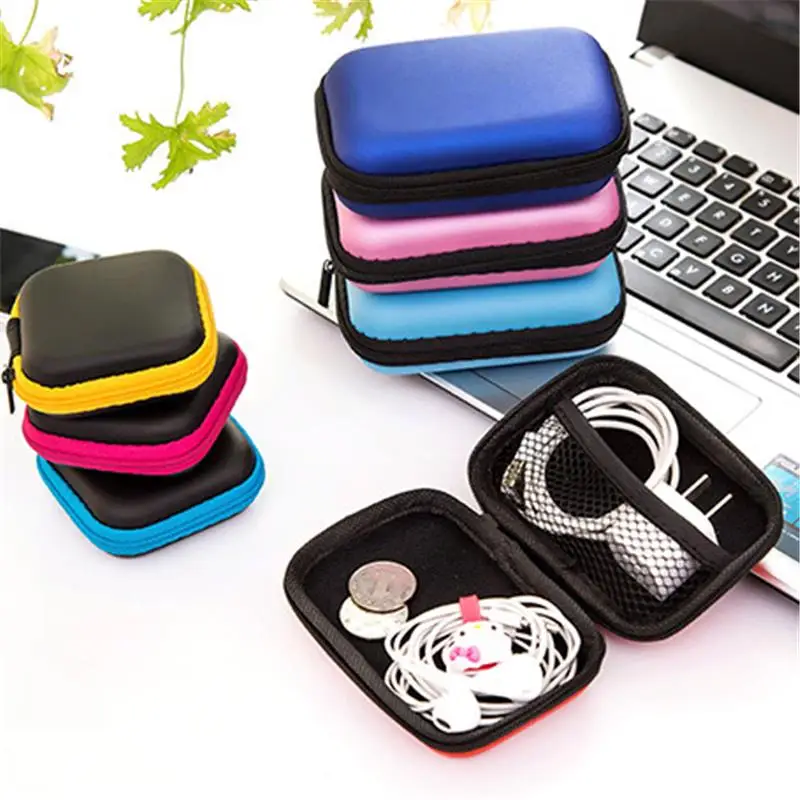 Mini borsa per auricolari portatile EVA portamonete cuffie custodia per cavo Usb custodia per portafoglio borsa per il trasporto accessorio per