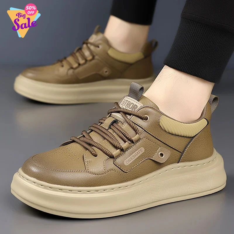 

High Quality Fashion Thick Bottom Shoes Outdoor Non-Slip Walk Hiking Shoes British Style Arrival Casual Leather Mens Board Shoes