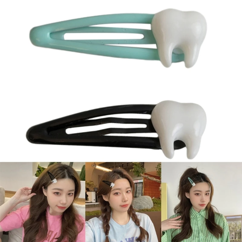 Lovely Mini Tooth Shape Snap Hair Clip Y2K Girls Ornaments Side Bangs Clip Hairpin Adult Kids Sweet Harajuku Barrettes Hairpin