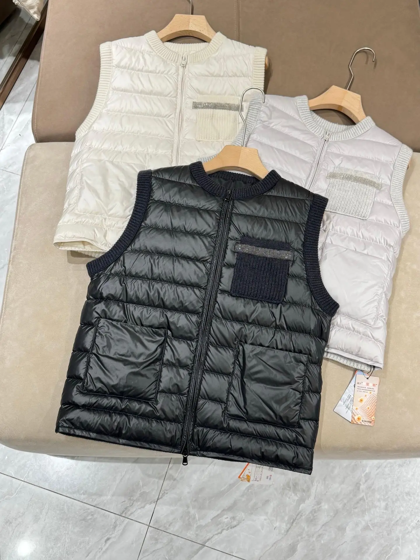 

Женский кашемировый вязаный жилет на гусином пуху