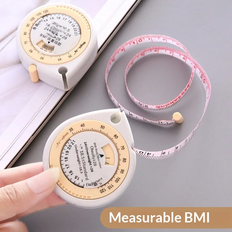 1/2PCS Water‑Drop Shape Retractable BMI Body Tape Measure 1.5M Double‑Sided Portable Waist Body Circumference Measuring Tool