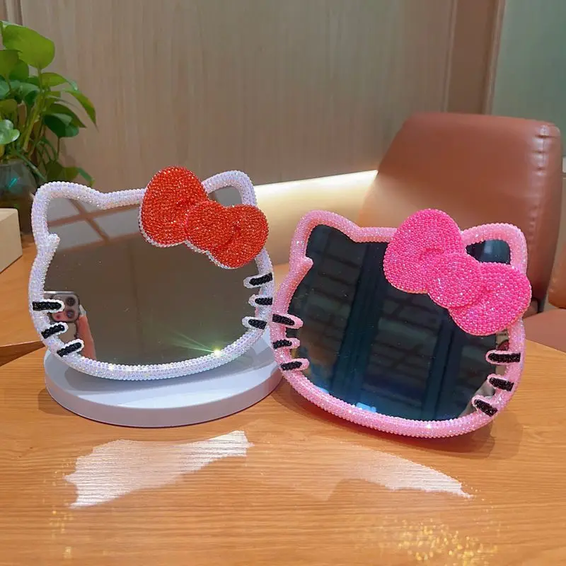 

Hello Kitty Diamond Mirror Storage Box kt DIY Drill Tabletop Mirror Multifunctional Storage For Accesorios Para Mujer Decor