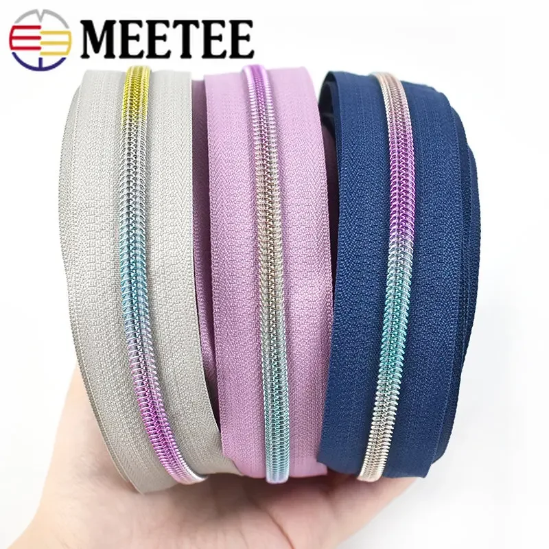 2-10Meters Meetee 5# Nylon Zipper Tape Colored Zippers Roll for Sewing Coat Luggage Repair Kit Garment Zip Accessories