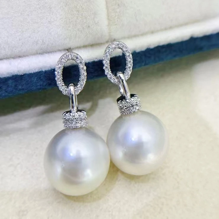 Wholesale 925 Sterling Silver Earrings Mount Findings Settings Base Mounting Parts Accessory for 11-12mm Pearls