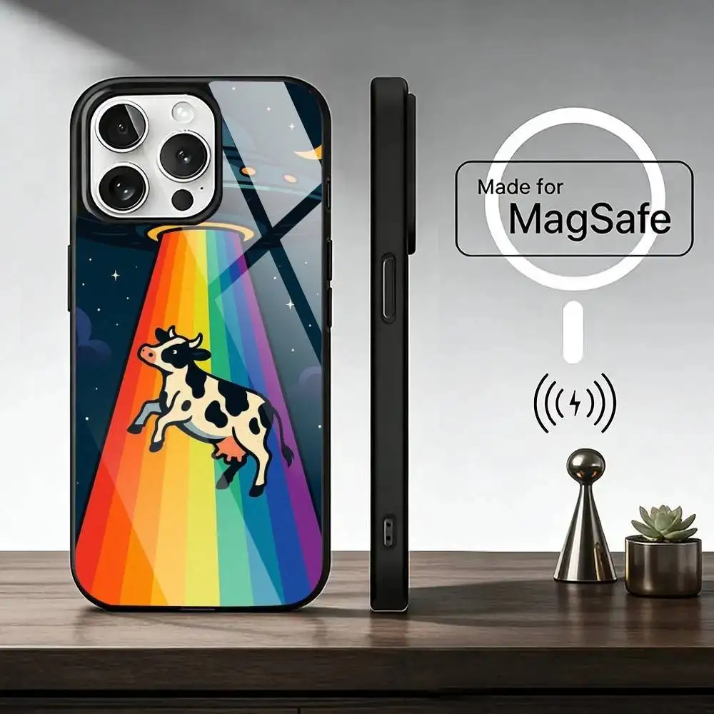 Aesthetics Cartoon alien space Phone Case For iPhone17,16,15,14,13,12,11 Plus,Pro Magnetic with Magsafe Wireless Charging
