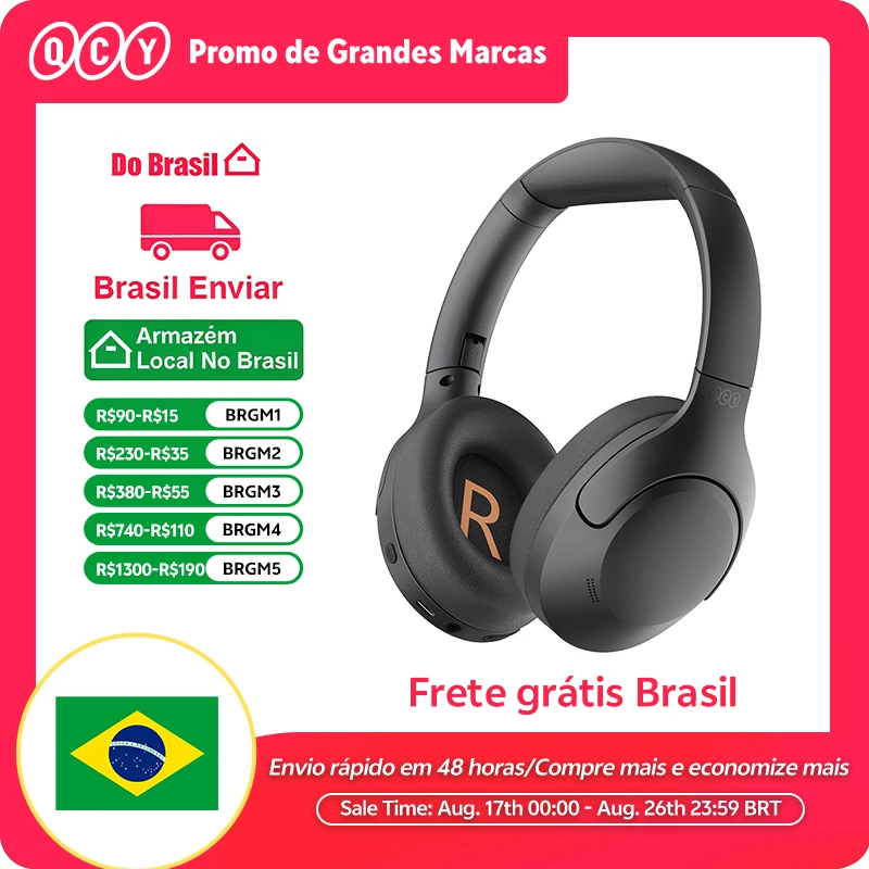 QCY-H3 Lite ANC Fones De Ouvido Sem Fio, Bluetooth 5.3, Cancelamento De Ruído Ativo, Over Ear Headset, 40mm Driver, HiFi Som Fones De Ouvido
