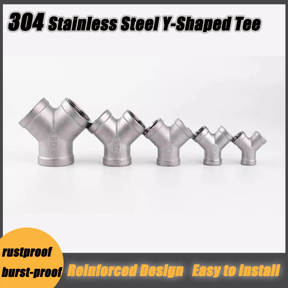 1Pcs BSP Female/Male Thread One Split Two Way Water Pipe Fittings 304 Stainless Steel Y Shape 3 Ways Joint