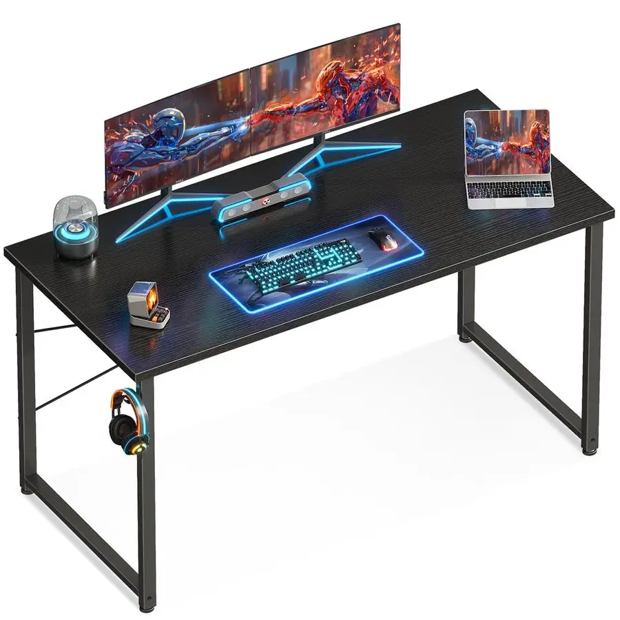 

47.2 Inches Computer Desk For Home Office, Office Table For Small Spaces, Writing Desk With Headphone Hooks, Black