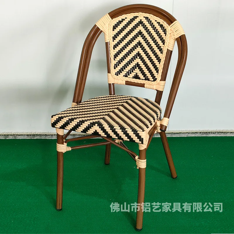 

Bed and breakfast restaurant French outdoor rattan chair, cafe milk tea shop rattan chair balcony