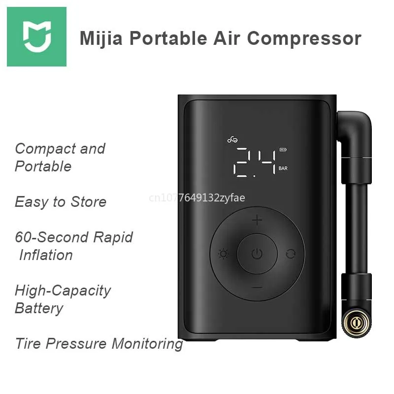 

Mijia Portable Air Pump Electric Inflator Pump Tire Pressure Detection LED Display Air Pump Electric Air Compressor Lighting New