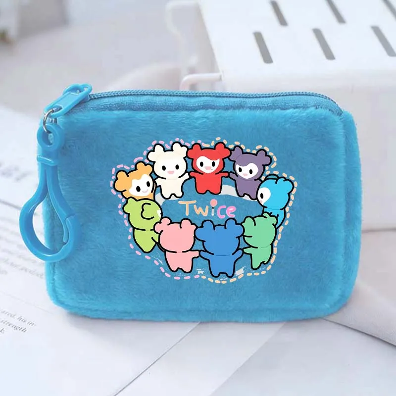 Porte-monnaie carré TWICE, portefeuille imprimé avec des personnages de dessins animés Kpop, mini pochette à monnaie portable, sac de rangement, cadeaux d'anniversaire