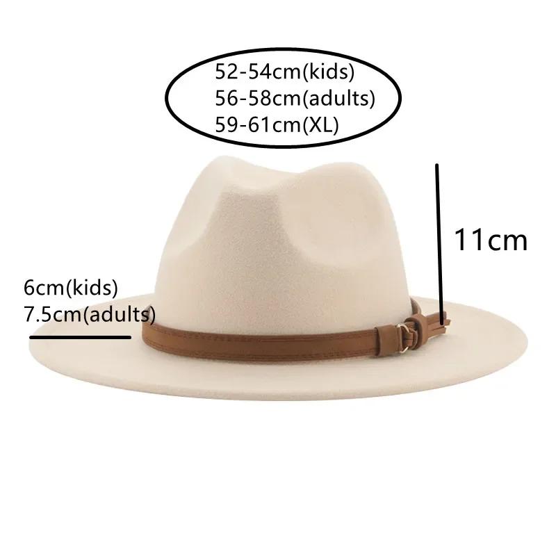 Fedora Hats for Women Men Wide Brim Solid Women Hats Band Belt Classic Formal Dress Khaki Black Winter Hats Sombreros De Mujer