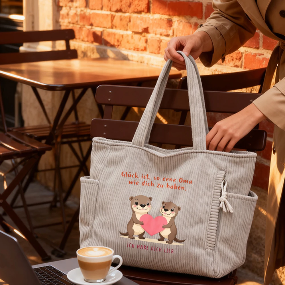 

Women's Corduroy Tote Shoulder Bag, Travel Organizer, Gift for Daughter Birthday Mother's Day Graduation Christmas, Everyday Use