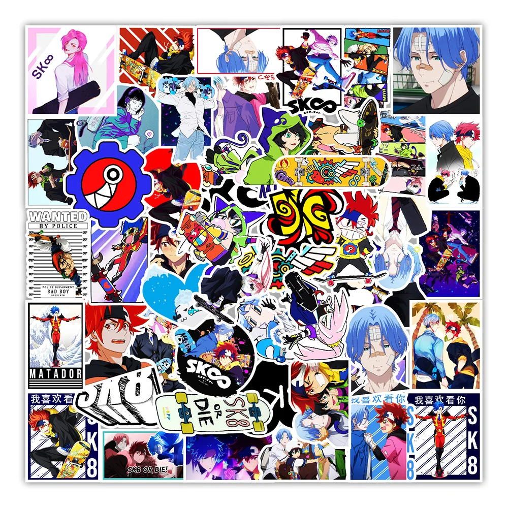 10/30/50pcs Anime SK8 The Infinity Stickers Waterproof Graffiti DIY Skateboard Phone Suitcase Car Cool Cartoon Decals Decoration