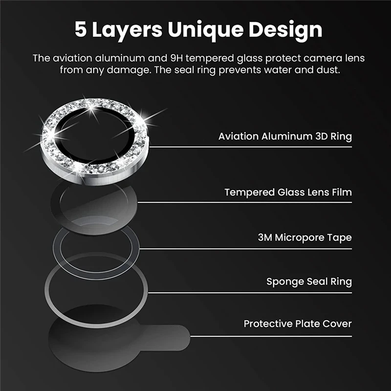 Glitter Camera Ring Glass for Samsung Galaxy A55 A35 Back Lens Protective Screen Protector image 3