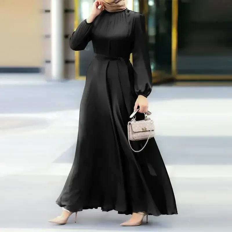 Vestidos Maxi Muçulmanos para Mulheres, Abayas Simples Soltas, Dubai, Turquia, Islâmico Glamoroso, Monocromático, Abayas Elegantes