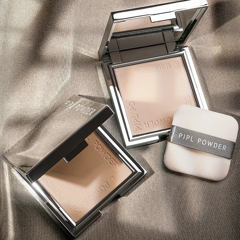 Makeup Compact Concealer Powder Silver Square Brighten Pressed Powder Oil-control Long Lasting Waterproof Girls Cosmetic Powder