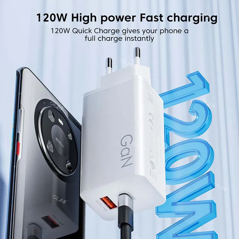 120w GaN Charger QC 5.0 Fast Charging PD 25W USB Type C Charger For iPhone Samsung Xiaomi Fast Wall Charger Adapter US EU Plug