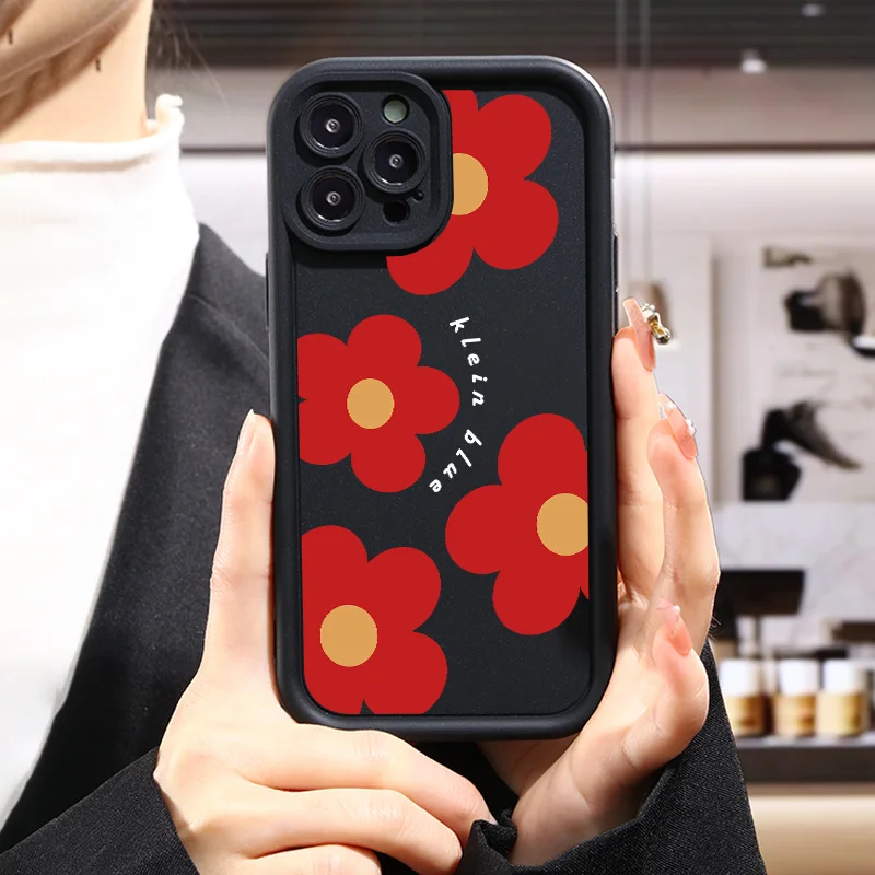 Stoß feste rote Blume für Handy hülle 11 12 13 14 15 pro max, weiche Silikon kollision linse Rückseite, 16 pro max, iPhone 13 Hülle