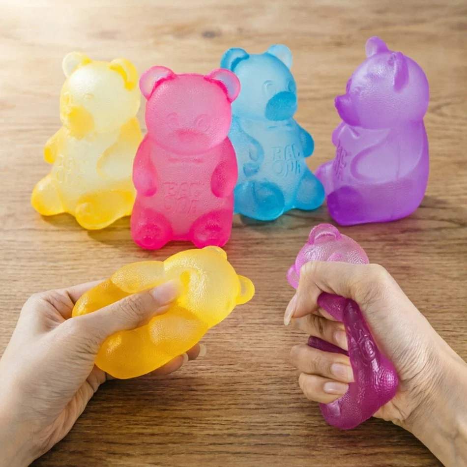 4 Styles Colourful Cute Bear Squeeze Toy Creative Toys Soft Simulated Transparent Slow-rebound Decompression Toy for Adult