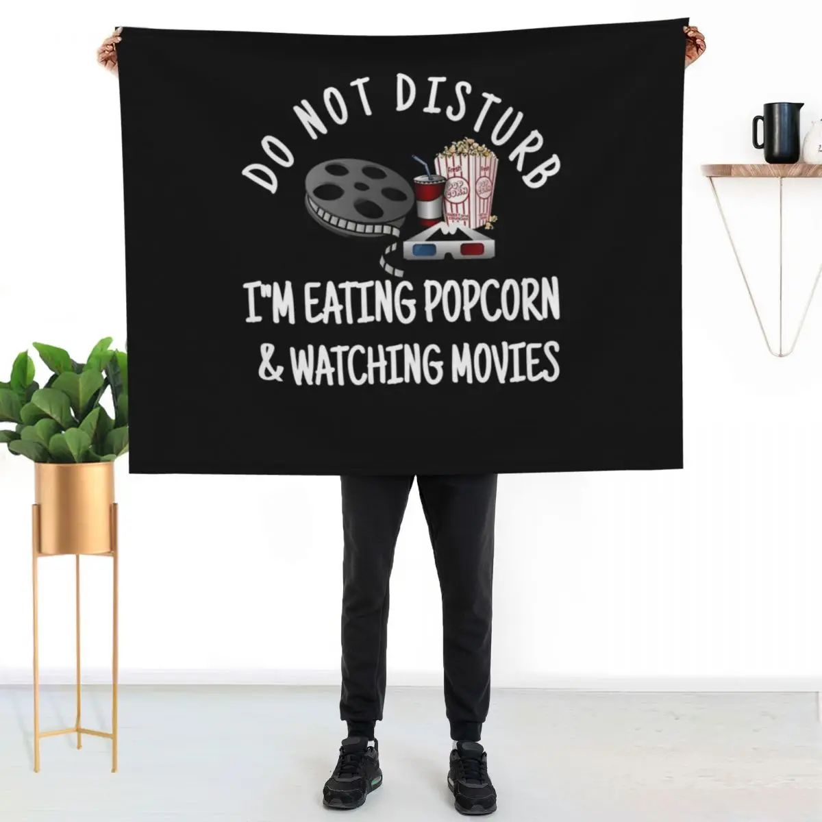 Do Not Disturb I'm Eating Popcorn & Watching Movies Throw Blanket Retros decorative Beach Kid'S Bed covers for babies Blankets