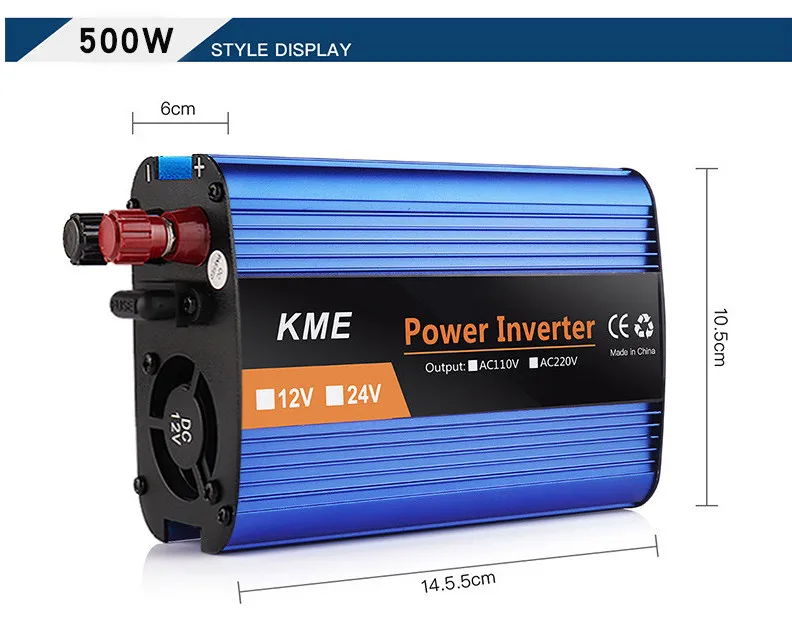 Convertitore di potenza Inverter per auto Smart Power con Display digitale singolo da 500W 12V 24V 36V 48V 60V a 220V