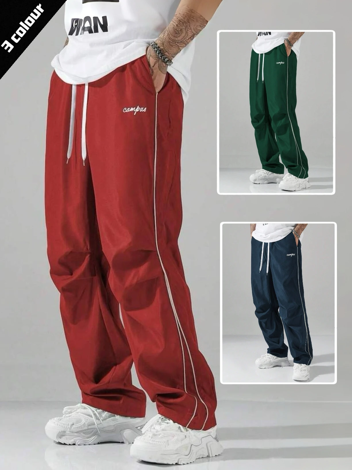 

Мужские трехцветные брюки в полоску с карманами, отлично подходят для ежедневных поездок, кофейных дат и базовых фитнесов.