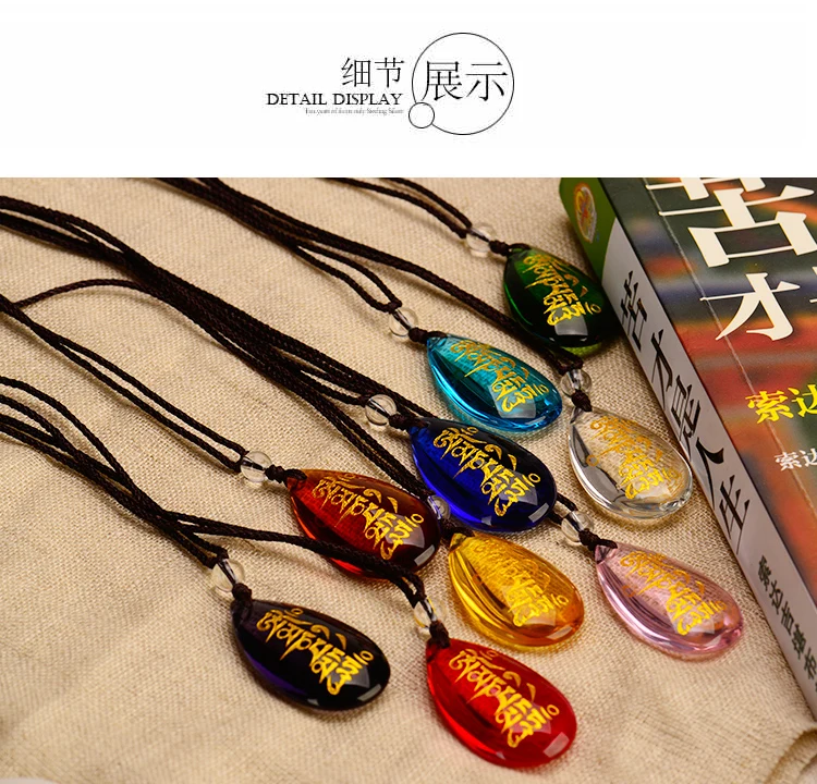 9PCS Wholesale Buddhist supplies Tibetan Buddhism efficacious bless  Six Character Great Bright Mantra crystal talisman Pendant