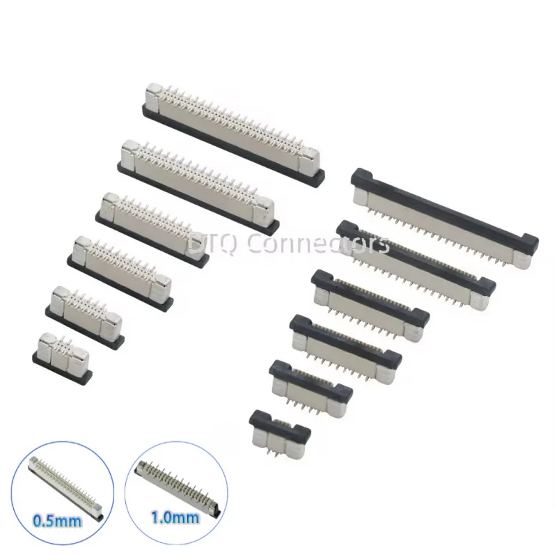 10pcs Fpc Ffc Connector Socket Pitch 0.5mm 1.0mm 4/6/8/10/12/14 16/20/24/30/34/40/50/60 Pin Vertical Type Misalignment Pins Flat