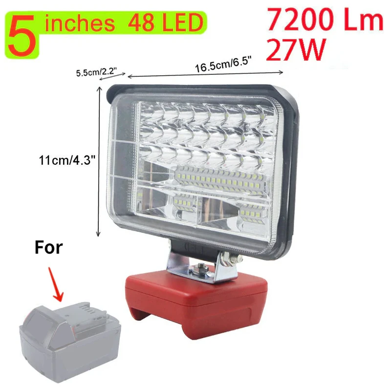 3/4/5/8 Inch Electric LED For Milwaukee M&18 18V Li-Ion Battery Portable Lamp Indoor Outdoors Spotlight Lighting Work Light