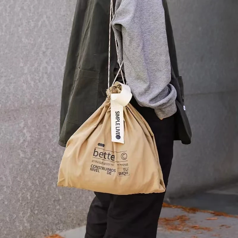 Drawstring Canvas Insulated Lunch Bag Thicken Aluminium Foil Thermal Bento Box Tote Cooler Handbags Picnic Food Dinner Container