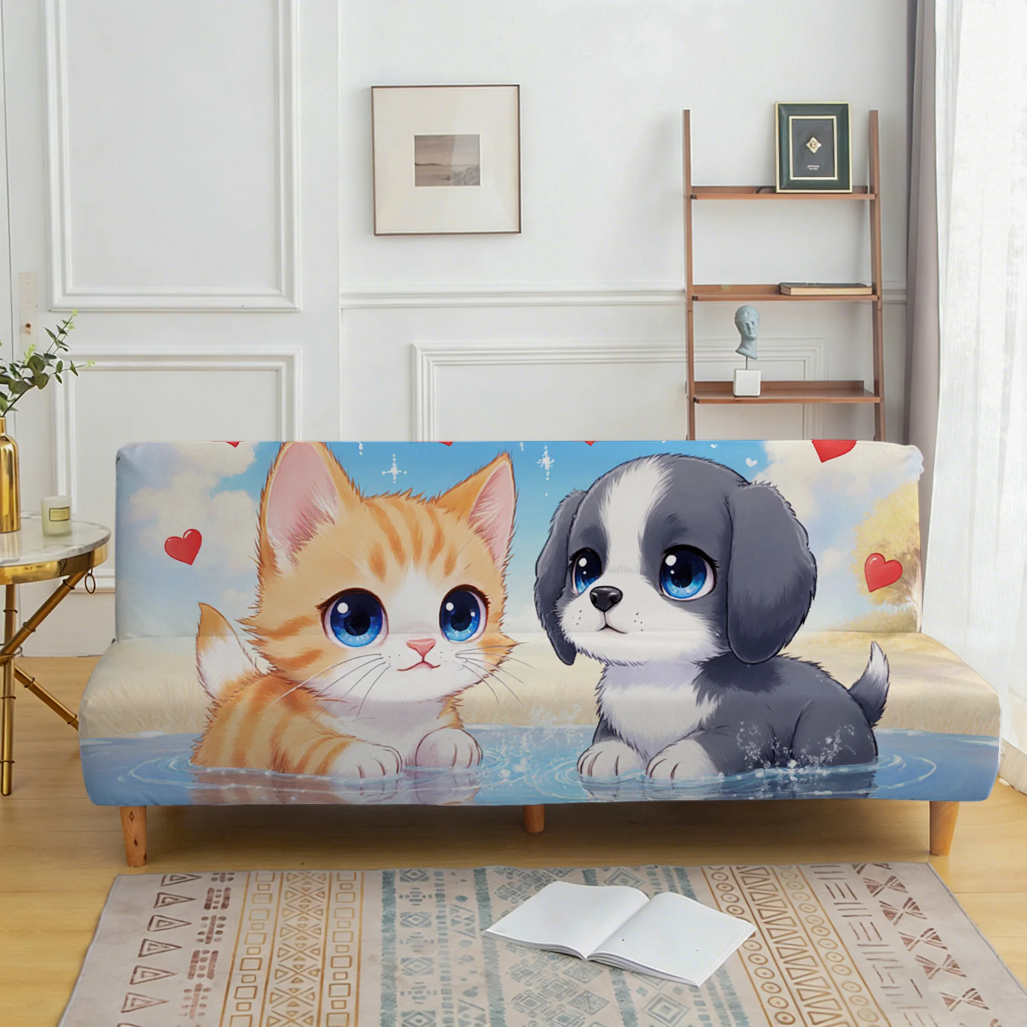All-inclusive elastic scratch-proof sofa bed cover, cute pet water sofa bed cover, easy to install and machine washable