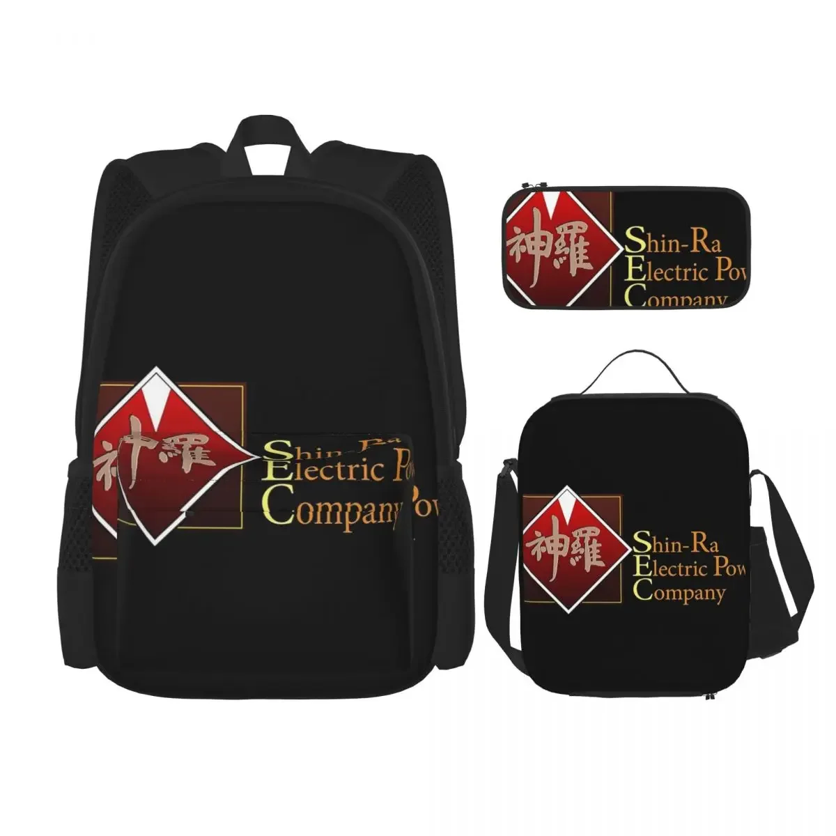 

Shinra Final Fantasy 7 Backpacks Boys Girls Bookbag Students School Bags Cartoon Kids Rucksack Lunch Bag Pen Bag Three-Piece Set