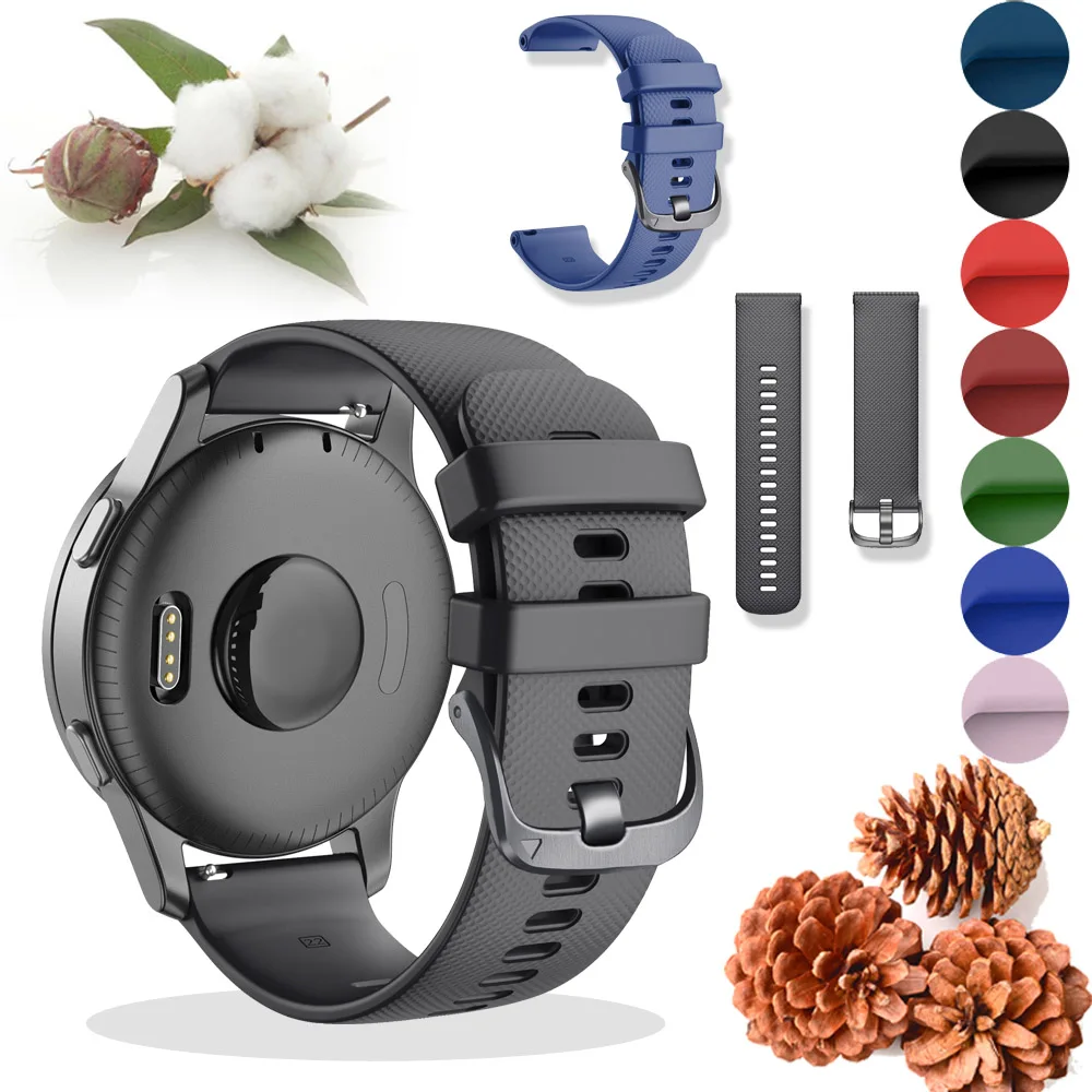 20 22Mm อย่างเป็นทางการสำหรับ Garmin Vivoactive 3 4 Venu 2 Plus Forerunner 955 255 745 245 645ซิลิโคนสร้อยข้อมือ