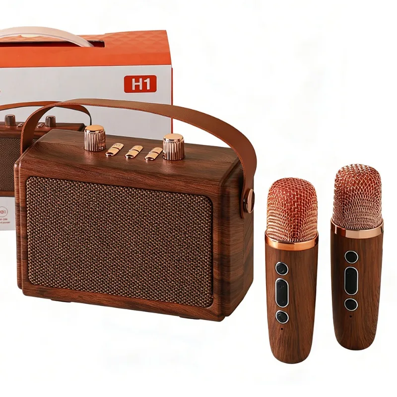 altoparlante-karaoke-portatile-mini-con-doppio-microfono-wireless-finitura-in-legno-retro-suono-stereo-3d-regalo-ideale-per-feste-in-casa-e-viaggi