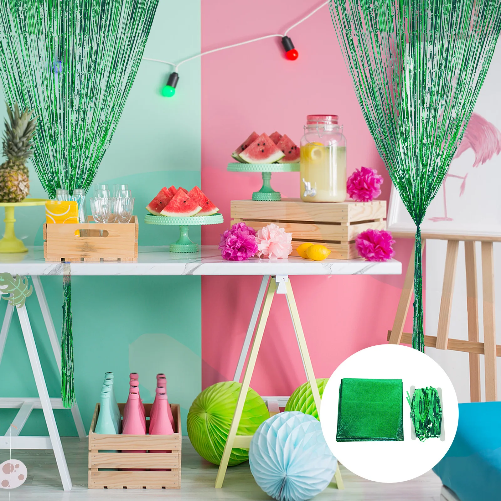 

1Set Witch Party Decorations Backdrop Rain Fringe Tablecloth Halloween Birthday Party Supplies Sequin Shimmer Table Cover