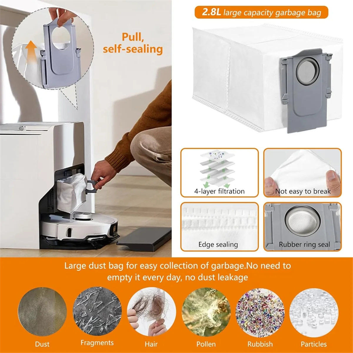 

L65A Replacement Parts for Roborock S8 Maxv Ultra /S8 Max Ultra Vacuum Cleaner Main Side Brush Hepa Filter Mop Cloth Dust Bag