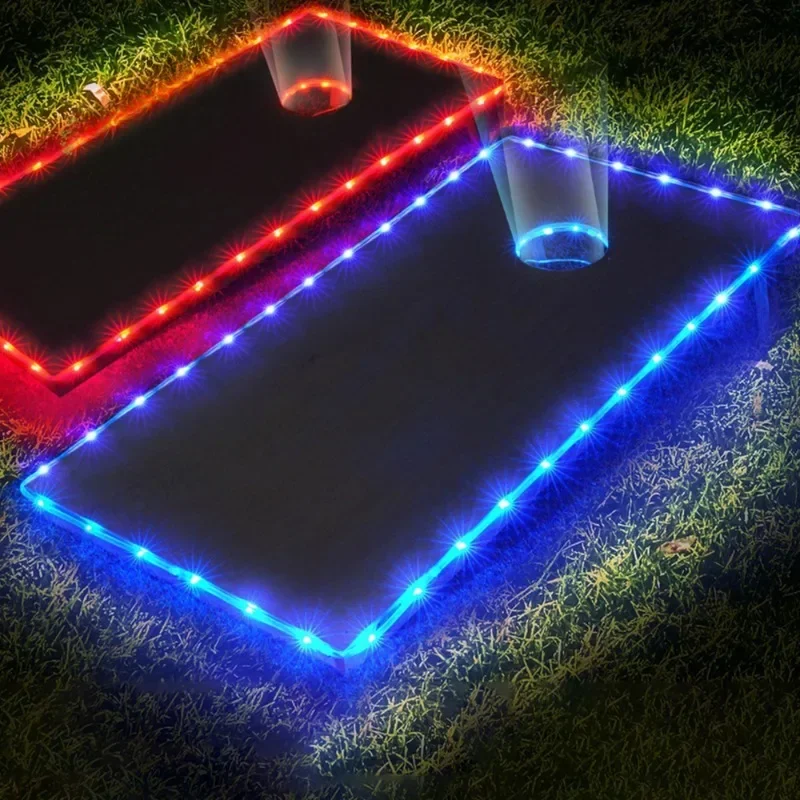 

2' x 3' Waterproof Led Lights Wood Cornhole Board Game Set, Bean Bag Target Toss Game for Outdoor Night