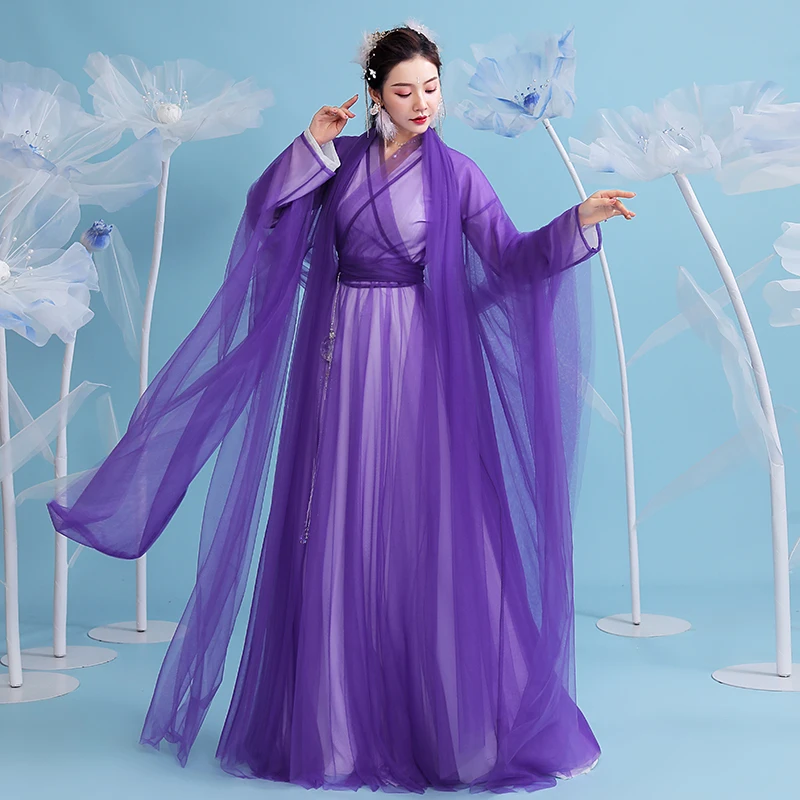 

Chinese Folk Dance Costumes 2022 Women Summer Fairy Hanfu Dress Ancient Traditional Hanfu Dress Cosplay Festival Outfit SL6953