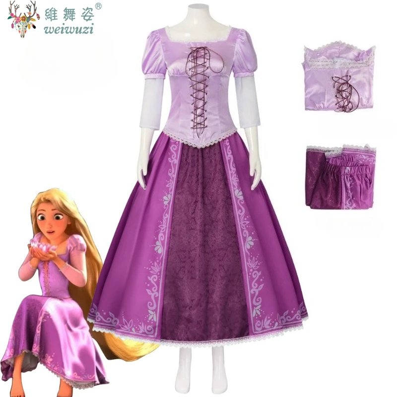 

Halloween Carnival Party Adult Women Purple Dress Anime Princess Rapunzel Flynn Rider Prince Stage Perfermance Cosplay Costume