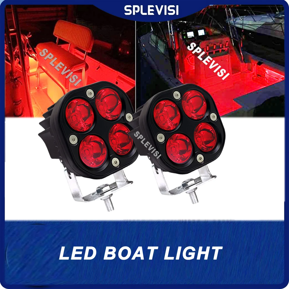 

LED Red Pontoon Boat Docking Headlights, Marine Led Light for Kayak Bass Fishing Boat Spreader Light,T-top,Deck,Driving Light