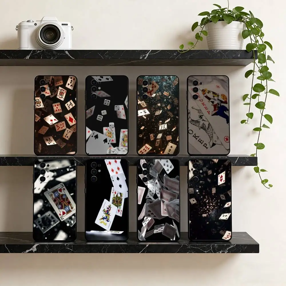 Poker Cards  Phone Case Black Silicone Soft For Samsung S25,S24,S21,S22,S23,S30,Ultra,S20,Plus,Fe,Lite