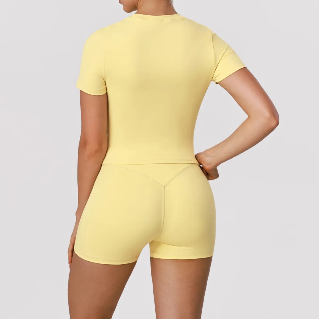 المرأة 2 قطعة اليوغا مجموعة اللياقة البدنية عالية الخصر الورك رفع السراويل تي شيرت ضيق دعوى الرياضة الصدرية مجموعة الجري اللياقة البدنية ملابس رياضية للصالة الرياضية #3