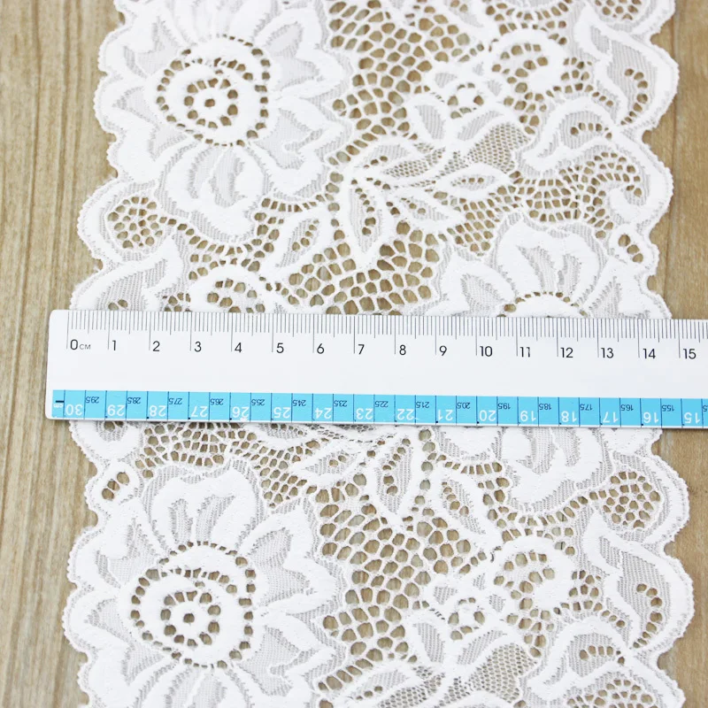 (3Meter/roll) 15cm White Elastic Lace Fabric French Hollow Underwear Laces Trim DIY Decoration Festival Ribbon