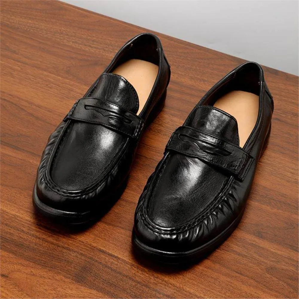 

Vintage Washed Horse Leather Loafers for Men Slip on Lazy Bean Shoes Casual Business Leather Shoes Summer