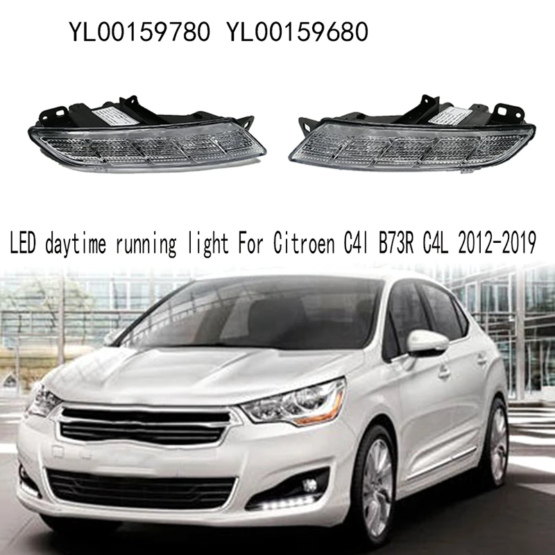 

1 Pair LED Daytime Running Light Front Bumper Fog Lamp For Citroen C4L B73R C4L 2012-2019 YL00159780