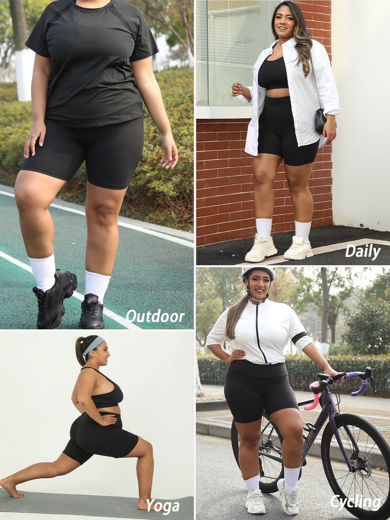 2 pacotes de shorts de motociclista plus size para mulheres, cintura alta, super macio, treino, yoga, atlético, corrida