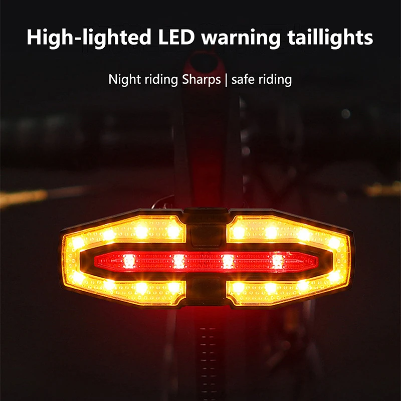 Rechargeable Bike Tail Light With Turn Signals Warning Bike Lights Wireless Remote Control Cycling Back Light For Night Riding